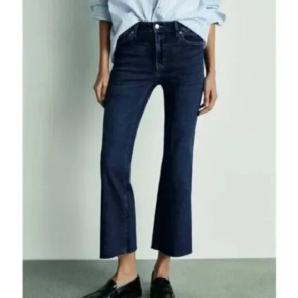 Mango Jeans Sienna flare crop in Blue Size 1 NWT - Picture 1 of 12